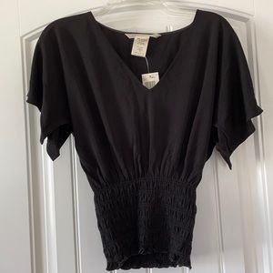 NWT Max Studio XL Black Split Wing Sleeves Top